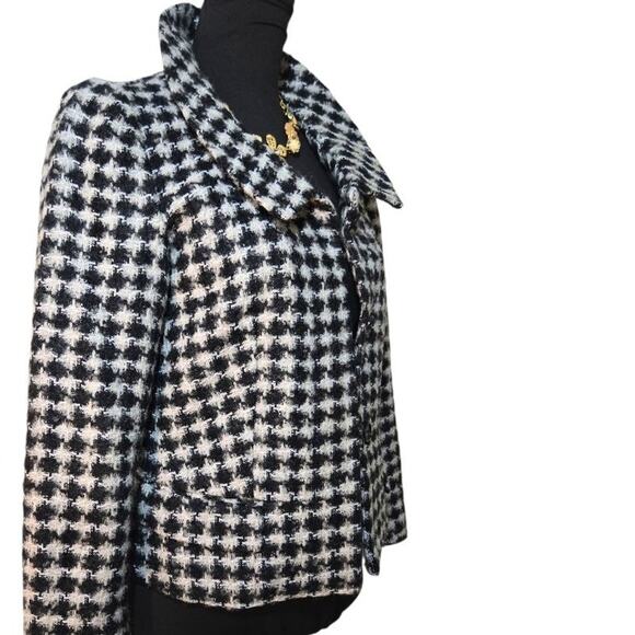 Ann Taylor Women's Houndstooth Wool Blend Jacket Size 4 Black White NWT - Picture 3 of 8